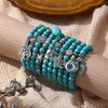 Strand Europe et États-Unis Conception de niche bohème apporter bonne chance Cordes turquoise Perles en pierre naturelle Bracelets vintage
