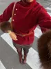 Suéteres de mujer Tossy Red Fur Feather Suéter Jersey para mujer Prendas de punto Manga larga Patchwork suelto Cintura alta Bolsillo Invierno Damas