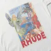 Designer modekläder T-shirts T-shirts Casual Rhude Ny nisch T-shirt med bokstavstryckt t-shirt Herr Kvinnor på sommaren Kortärmad Halvärmad Trend Toppar Streetwear Hiphop