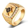 Yansheng Alloy Gold Diamond Masonic Sign Ring Men's Ring Hip Hop Fashion varumärke smycken