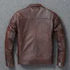 Męska skóra sztuczna oryginalna retro oldfodowana motocyklowa kurtka motocyklowa Pure Head Layer Cowhide Slimfit Lapel Coat Casual Trend 231120