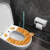 Toalettstol täcker badrum plysch varmt täckt tvättbar återanvändbar padkudde för vintern