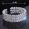 Bangle Luxury Bling Crystal Rhinestone Bracelets & Bangles For Women Silver Color Open Elegant Bridal Wedding Jewelry