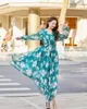 Plus size jurken Summer V Hals Jurk Big Woman Fat Beach Holiday Travel Boheemse zwangerschap Fashion Chiffon Floral Long