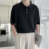 メンズポロス2023ファッションスリムフィットメンニットポロシャツ半袖夏の薄いビジネスソリッドトップス男性シャツ高品質A35