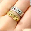 Couple Rings Bk Lots 20Set40Pcs Lover Promise 316L Men Women Luxury Anniversary Charm Trend Party Gifts Accessories Jewelry Dhgarden Dhr4E