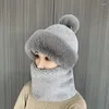 Bandanas 1pc polaire doublé femmes bonnet chapeau hiver écharpe masque ensemble cache-oreilles pour femmes