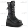 Laarzen 2023 Herfst Winter Uitverkoop Punk Halloween Heks Cosplay Platform Hoge Sleehakken Zwarte Gothic Kuitlaarzen Dames Schoenen Grote Maat 43 T231121