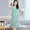 Abito a due pezzi Summer Women Office Due pezzi T-shirt casual a maniche corte e gonna longuette in chiffon floreale Abito da donna Gonne 4XL E66 230421