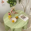 Table Cloth INS Korean Style Hipster Plaid Tablecloth Macarons Color Girl's Heart Lace Side Dining Cushion Tea Picnic