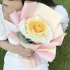 Fleurs décoratives Rose Crochet Fleur Bricolage Bouquet tricoté à la main Cadeaux artificiels finis pour les amoureux Cadeau de la fête des mères