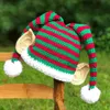 Caps Hats Christmas Elf Hat Long Tail Crochet Beanie Children Women Men Knit Kid Cap Green Red And White Stripe Winter Santa Costume Props 231121