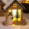 Christmas Decorations 1pc Decorative Luminous Wooden House LED Small Table Decoration Pendant Navidad 231120