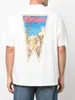 デザイナーファッション衣類 Tシャツ Tシャツ 22 夏新 Rhude ハイストリート油絵時計ココナッツの木レター印刷カジュアル Tシャツ男性トップス綿ストリート