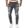Jeans pour hommes Fashion Street Style Ripped Skinny Hommes Vintage Wash Solid Denim Pantalon Mens Casual Slim Fit Crayon Denim Pantalon 231121