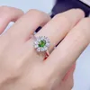 Anelli a grappolo Accessori da sposa Argento sterling 925 Gemma naturale Zaffiro Tanzanite Peridot Diopside Anello da donna Regalo per la sposa