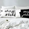 Bettwäsche-Sets Hund Seite und meine Tröster Abdeckung Valentinstag Geschenk Paar Set schwarz weiß Bettdecke Erwachsene