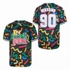 Бейсбол Moive in Living Color Jerseys 90 Университет Уэйнса Университет Pure Cotlon College Cooperstown Cool Base Vintage Black Tem