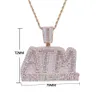 Glacé Bling lettres ATM accro à l'argent pendentif colliers couleur argent Rectangle CZ breloque en Zircon hommes Hip Hop bijoux 231121