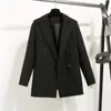 Ternos femininos blazers de luxo preto blazer escritório feminino moda coreana fino ajuste manga longa superior primavera outono casaco atacado 231121