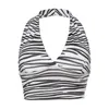 Kobiety dla kobiet harajuku zebra nadruk bez rękawów Backless Fashion Tank Top Kobiety Letni czas wolny kantar Sexy Club Party Croptop