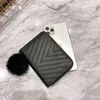 Wallets Women Short Wallet PU Leather Large Capacity Ladies Coin Purse Cards Holder Money Bag Solid Wool Ball Bow Clutch Clip