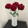 Dekoratif simüle el yapımı gül yapay çiçek bitmiş yün örgü gül tığ işi buket dekorasyon tatil hediyesi 231121