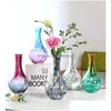 Vasi Semplicità creativa Vasi di vetro Ricco vaso di giglio di bambù a strisce Vaso per la casa Soggiorno Disposizione dei fiori 17 cm Ornamenti da scrivania Drop Deliv Dhqzl
