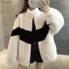 Pelliccia da donna Pelliccia sintetica 2023 Inverno Nuovo cappotto di pelliccia straniera addensata Pelo di agnello da donna Particella Integrato Maglione a contrasto in bianco e neroL231121