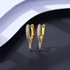 Orecchini vintage europei a forma di U in argento S925 con ciondolo gioielli da donna micro set orecchini in oro 18 carati placcati con zirconi per le donne festa di nozze regalo di San Valentino SPC