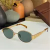 10A Metal Gold Metal 01 gafas de sol de alta calidad para hombre 40235 para mujer Gafas ovaladas de montura pequeña Gafas de fiesta Lentes verdes Firma en las patillas Lujo UVA Protege tonos