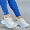 Dress Shoes 2023 Autumn Trend Sneakers Casual Leather Wedge Breathable Stitching for Vulcanized Fashion Couple Lace Up Tennis Sneakers Women T231121