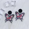 Kolczyki Dangle Ujbox wielokolorowe moda Modna akrylowa nadrukowana akrylowa dla kobiet prezent biżuterii