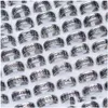 Cluster Rings Bk Lots 30Pcs Mtistyle Fashion Black Band Rotating Size 1721 Men Women Personality Gifts Jewelry Punk Rock Hip Dhgarden Dhehx