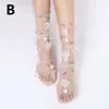 Calzini da donna in pizzo estivo ultrasottile traspirante con stampa floreale in rete femminile trasparente lungo abito in tulle Calcetines