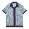 Designer skjortor herr mode geometriska tryck bowling skjorta hawaii blommor casual skjortor män smala passar kort ärm sort m3xll