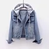 Chaquetas de mujer Mujeres Cálido Invierno Jean Chaqueta Bolsillos Botón Suave Con Capucha Ropa Exterior Moda Slim Denim Abrigos Mujer