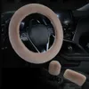 Universal Steering-wheel Plush Car Steering Wheel Covers Winter Faux Fur Hand Brake Gear Cover 3 Pcs/ Set Car Accessories