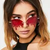 Sunglasses Small Oval Rimless Tear Shape Rhinestone With Stone Brand Designer Punk Diamond Y2k Sun Glasses Gafas De Sol