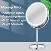 Miroirs compacts Miroir de maquillage doré de 8 pouces avec lumière USB chargeant un miroir de courtoisie grossissant 10X rétro-éclairé réglable miroir cosmétique sur pied 231120