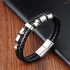 Bracelet en cuir noir bracele pour hommes Strap Vache à double couche