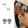 Charm European And American Crossborder Retro Skl Fl Drill Personality Simple Fashion Female Halloween Earrings Drop Delivery Dhgarden Dh2Ey