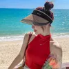 Cappelli a tesa larga Protezione solare estiva Paglia per le donne Cappellino per visiera da spiaggia a prova di raggi ultravioletti Vuoto per sole femminile Viaggi Shopping per le vacanze