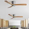 -selling Solid Wood Simple Style LED Fan Light Family Living Room Dining Silent Ceiling