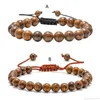 Braccialetti di fascino Reiki Healing Energy Natural Tiger Eye Eye Bracciale in legno Perle regolabili intrecciate Yoga Au16 22