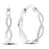 Oorringen Authentieke 925 Sterling Zilver Drie Stijl Rose Goud Sprankelende Verweven Hold DIY Zus Verjaardag Sieraden Set