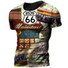 Mens TShirts Vintage 66 Route chemise Pour Hommes 3d Imprimé Biker Moteur Chemises Surdimensionné Chemise 66 Racing À Manches Courtes Camiseta 230420