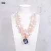Pendentif Colliers GuaiGuai Bijoux 30x44mm Naturel Rose Quartz Gems Stone Geode Purple Amethyst Collier