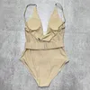 Roupa de banho feminina de grife sexy decote em V maiôs de peça única para férias de verão