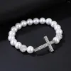 Strand Women's Pearl Cross Bracelet Wrist Jewelry